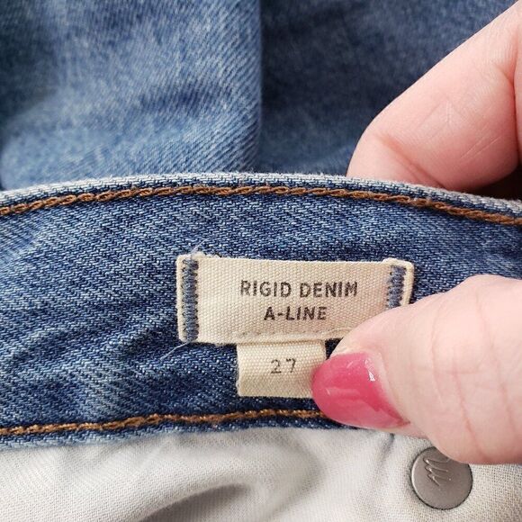 Madewell Rigid Denim A-Line Mini Skirt Size 27 Waist 100% Cotton Festival Beach - Picture 6 of 7